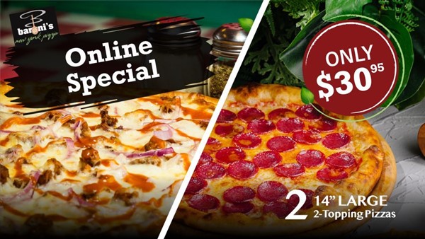 TWO 14" LG 2-Topping Pizzas